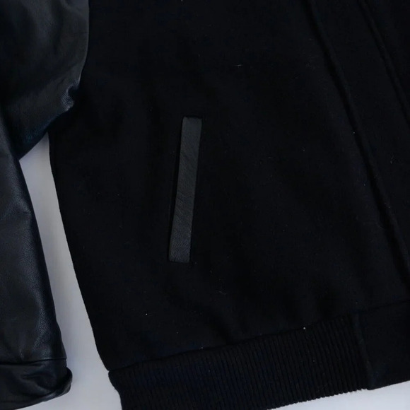 VTG Concord Coordinates Black Jutzi Limited Logo Leather And Wool Varsity Bomber - Picture 9 of 12